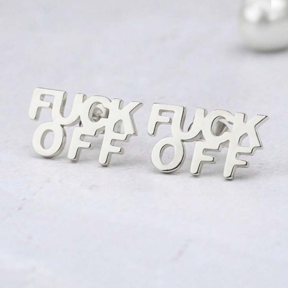 Jewelry - •Just F*ck Off• Stainless Steel Stud Earrings – Bold Silver Statement Jewelry